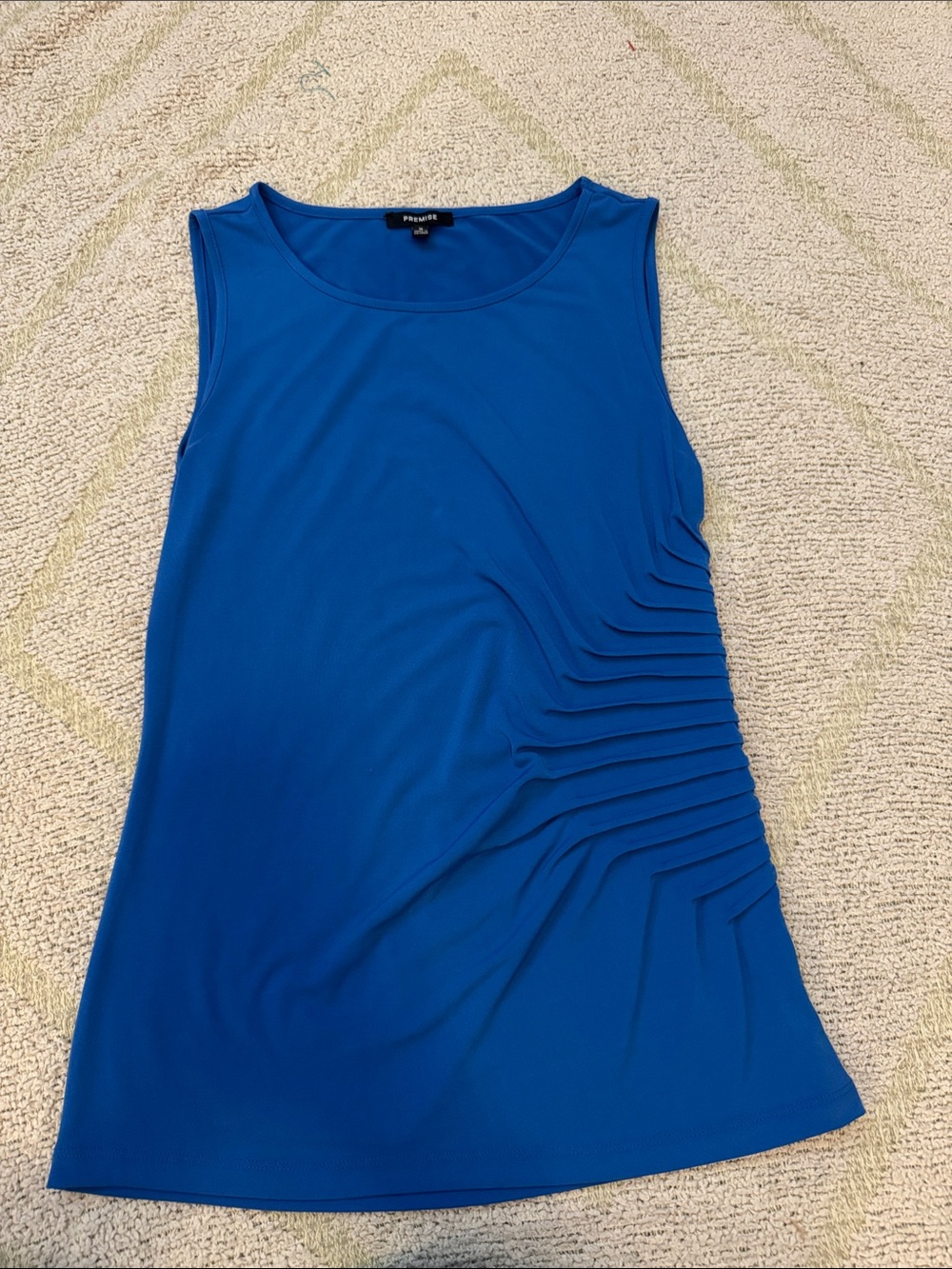Premise Cobalt Blue Ruched Sleeveless Blouse Women’s Medium Career Top